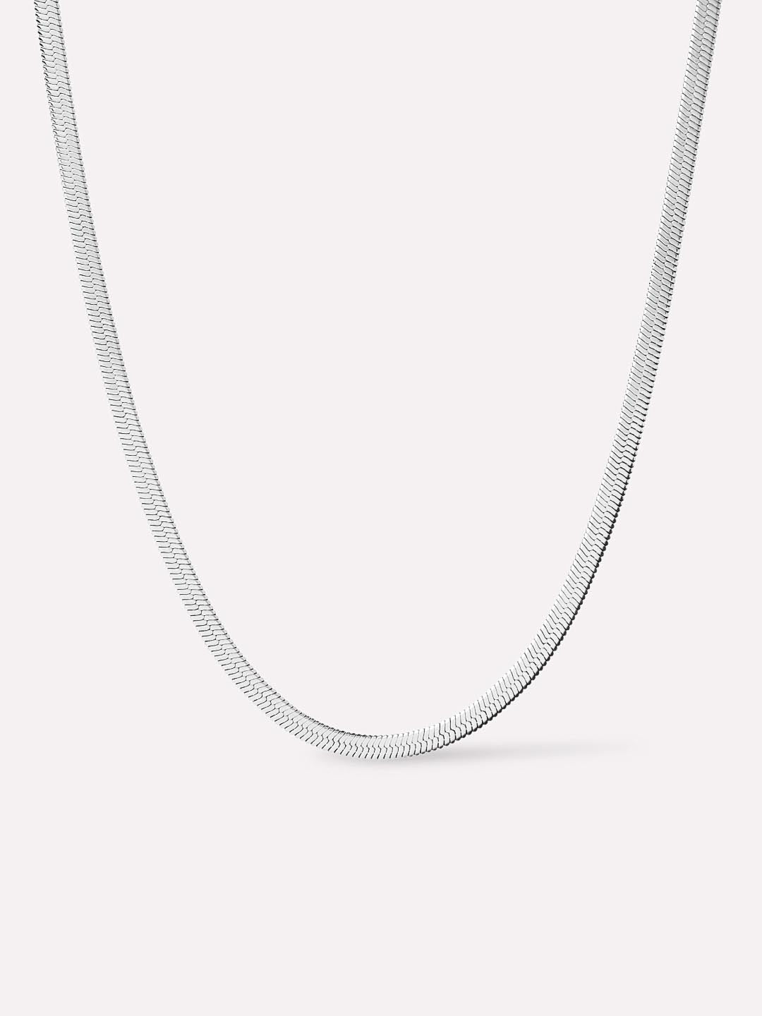Hailey Herringbone Chain Necklace | Silver