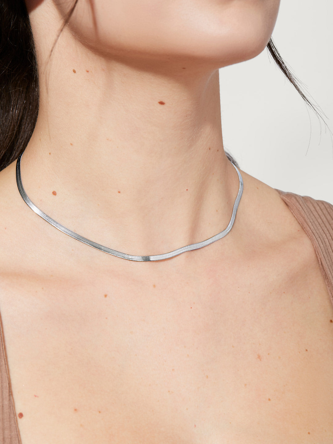 Hailey Herringbone Chain Necklace | Silver
