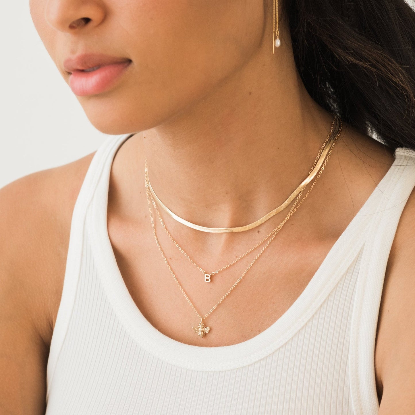 Hailey Herringbone Chain Necklace | Gold