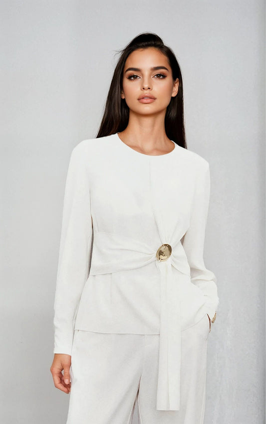 Alba Blouse | Gold Detail Side Twist