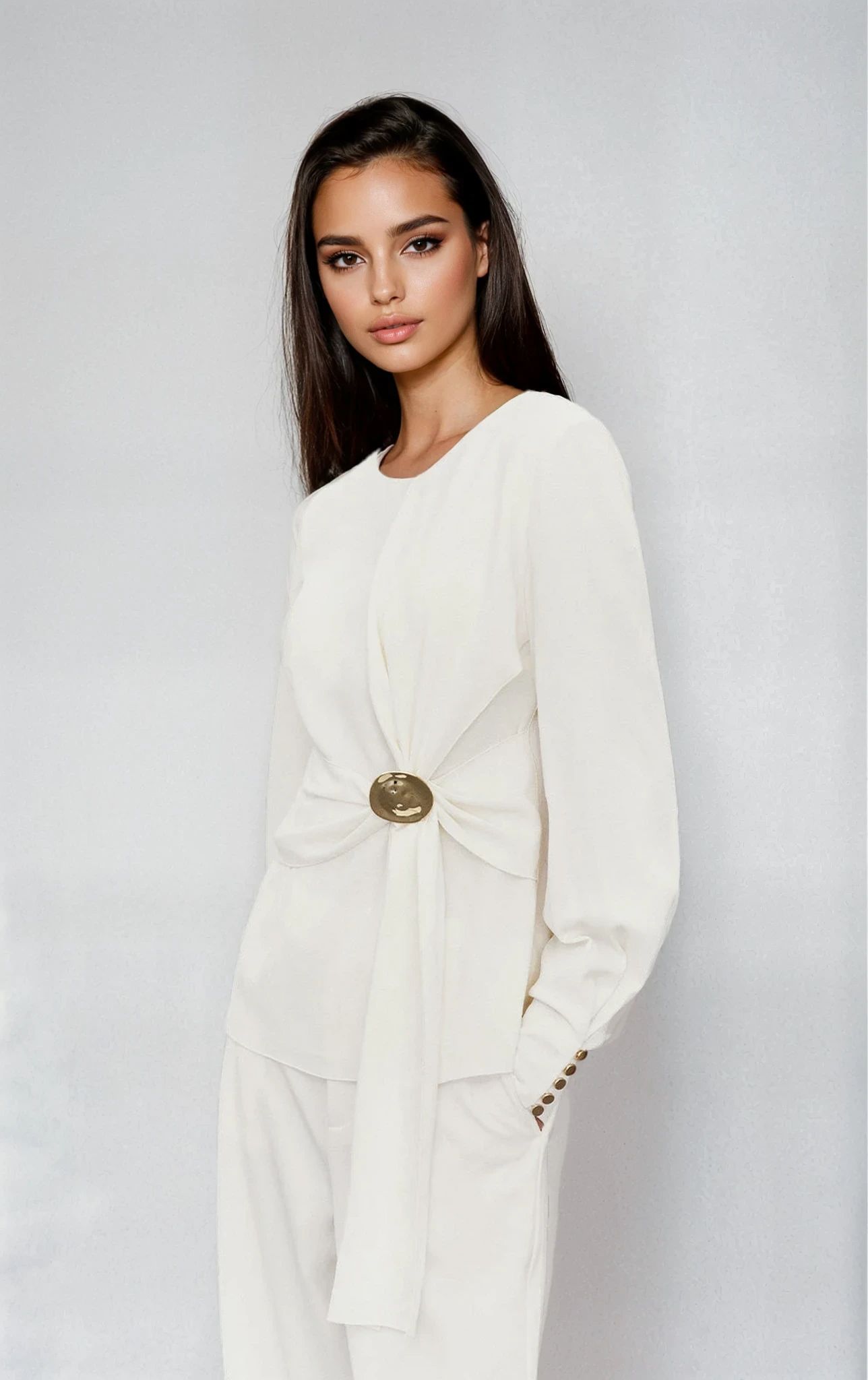 Alba Blouse | Gold Detail Side Twist
