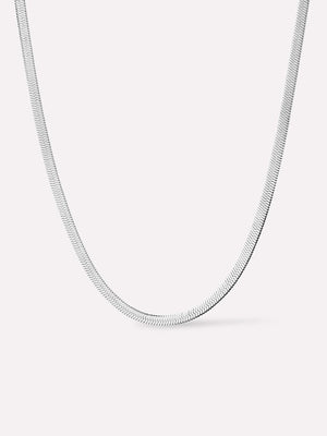 Hailey Herringbone Chain Necklace | Silver