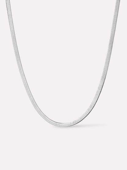 Hailey Herringbone Chain Necklace | Silver