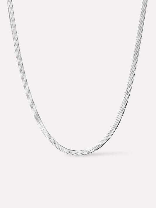 Hailey Herringbone Chain Necklace | Silver