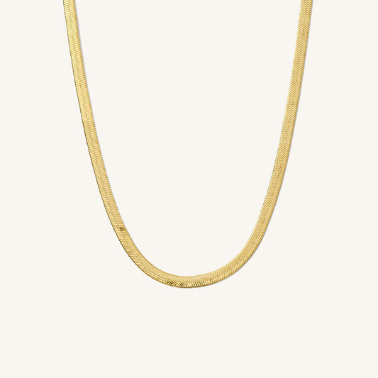 Hailey Herringbone Chain Necklace | Gold