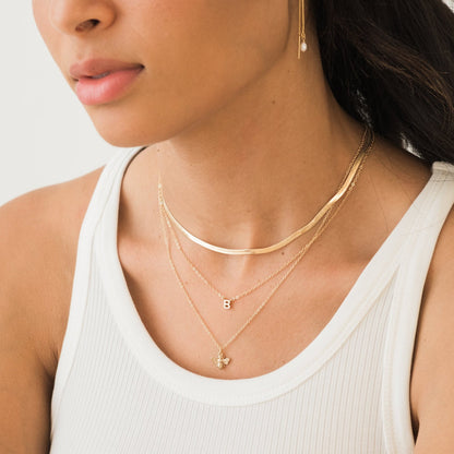 Hailey Herringbone Chain Necklace | Gold